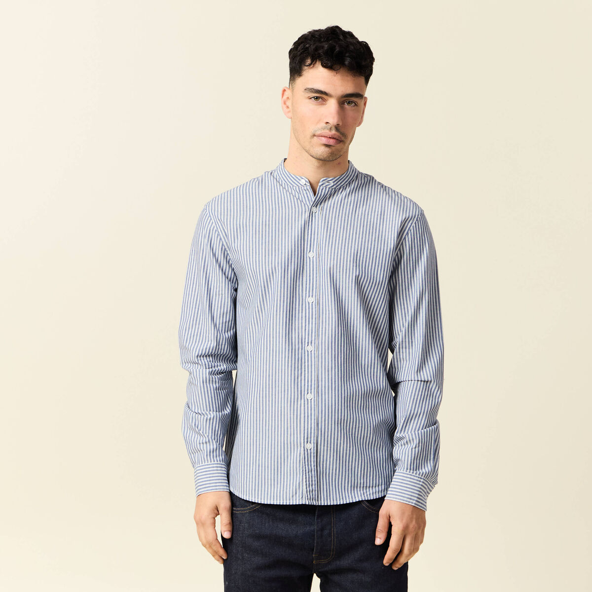 Chemise manches longues bleu marine homme