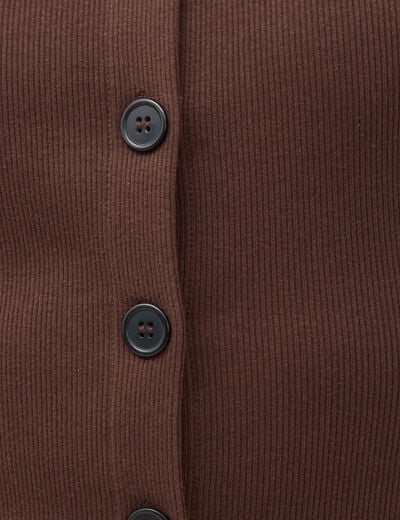 Robe sans manches en maille col rond marron fonc&eacute; femme