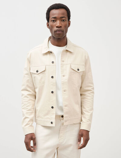 Veste manches longues col classique ecru homme
