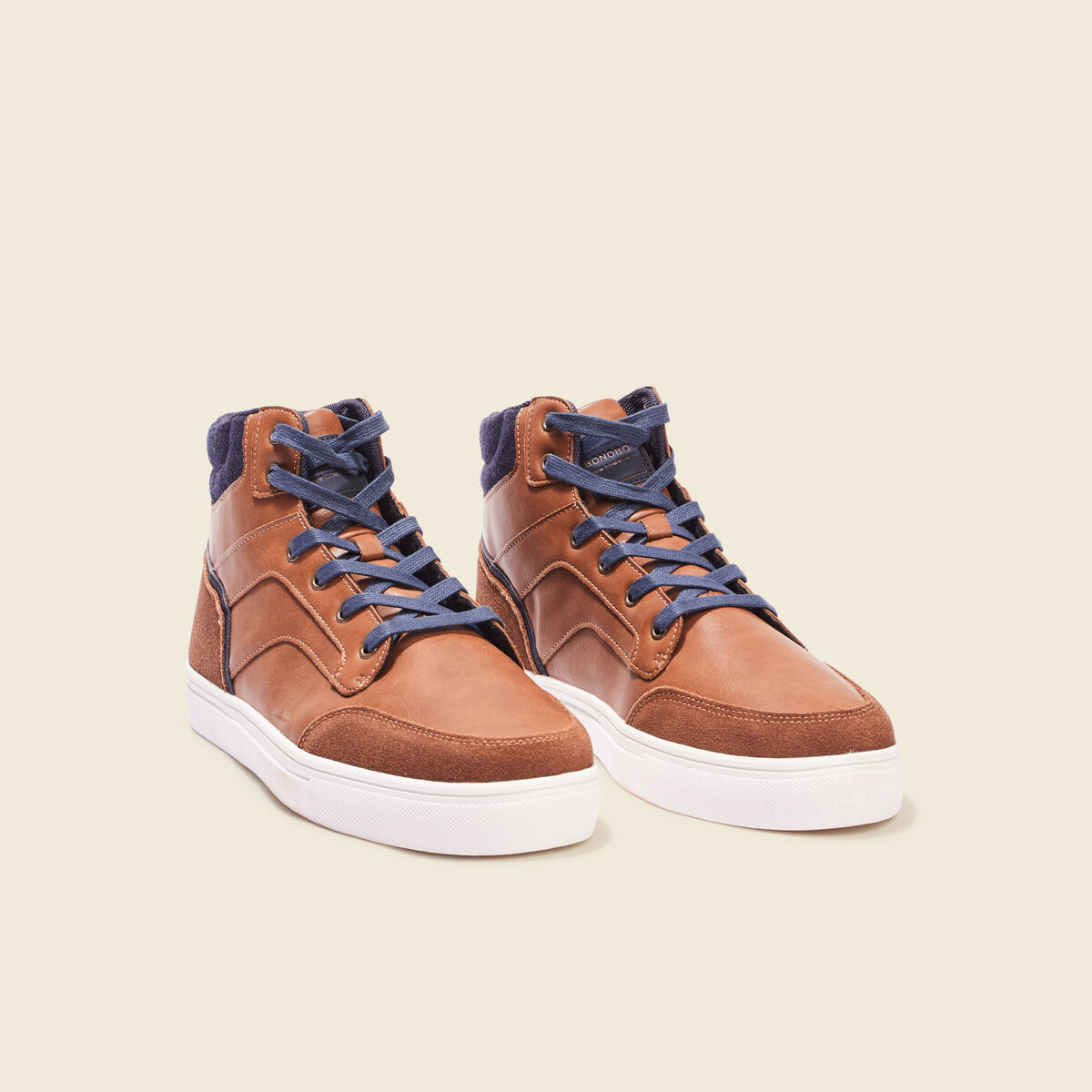 Baskets montantes plates marron foncé homme