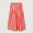 Jupe longue &eacute;vas&eacute;e en coton ray&eacute; orange corail femme