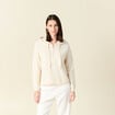 Pull &agrave; capuche zipp&eacute; creme femme
