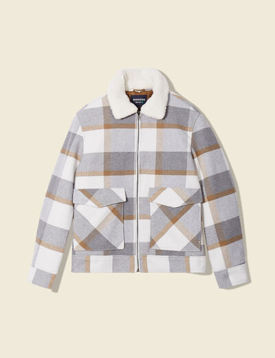 Blouson droit court &agrave; manches longues ecru homme