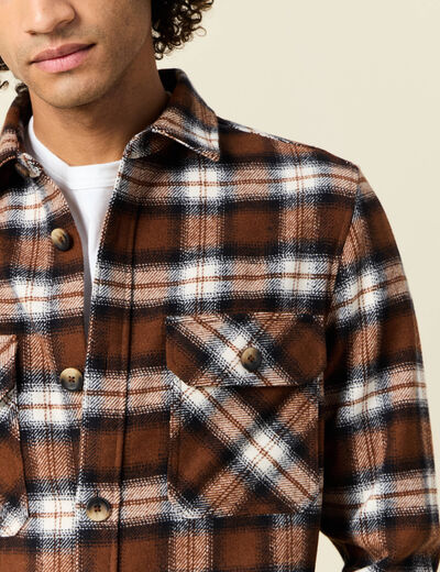 Surchemise manches longues marron homme
