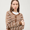 Gilet manches longues col rond en coton marron femme