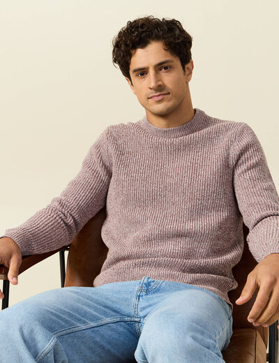 Pull manches longues vieux rose homme