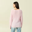Pull manches longues col rond rose femme