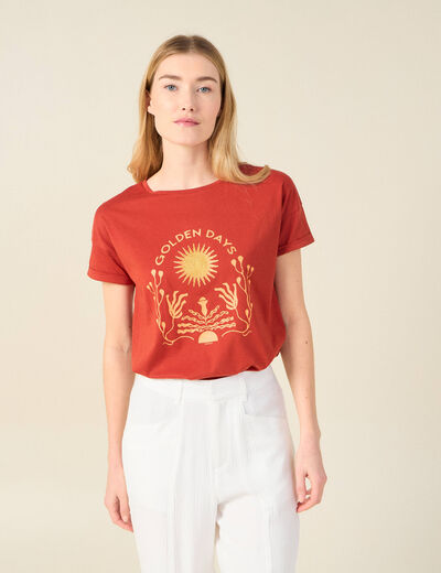 T-shirt éco-responsable rouge foncé femme