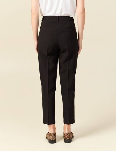Pantalon cigarette &agrave; pinces noir femme