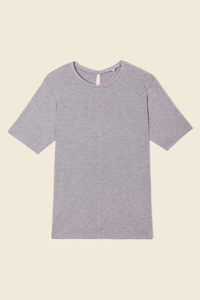 T-shirt manches courtes gris argent femme