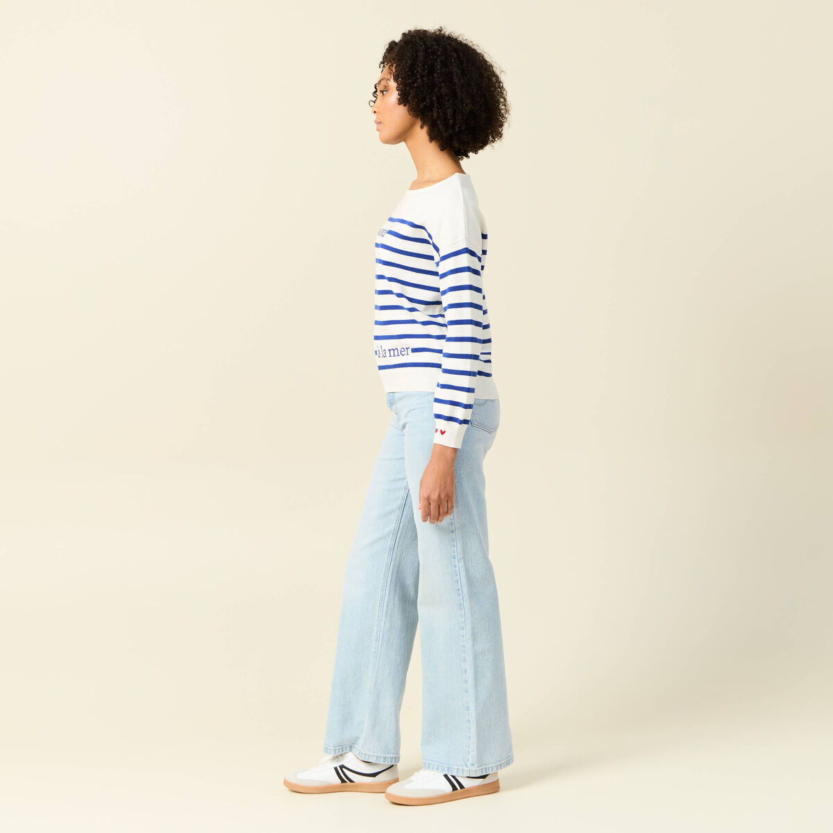 Pull manches longues ecru femme
