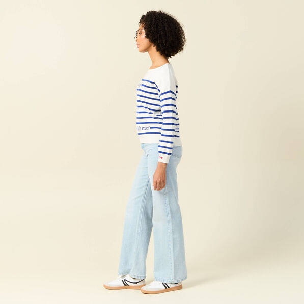 Pull manches longues ecru femme