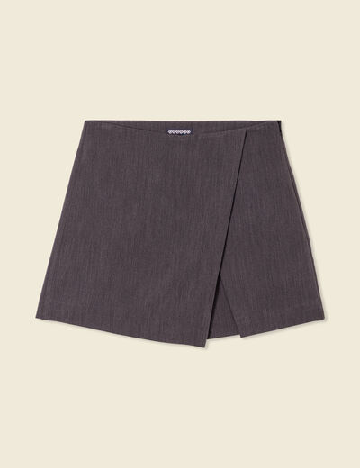 Jupe-short taille haute gris femme