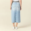 Jupe longue droite en jean denim bleach femme