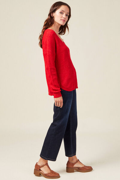 Pull éco-responsable rouge femme