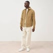 Chemise col classique en velours vert kaki homme