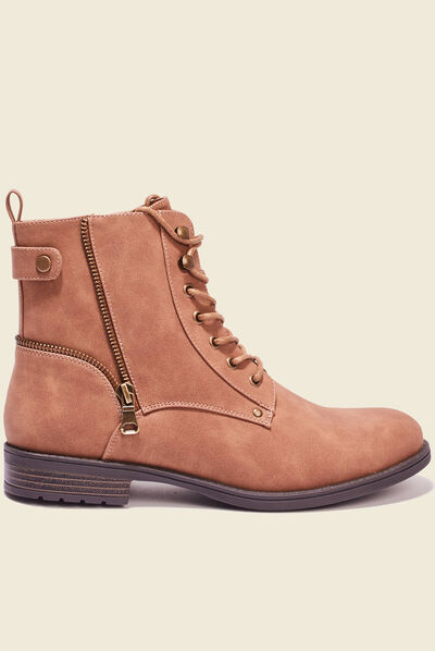 Bottines avec détails zippés marron femme