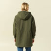 Parka oversize mi-longue &agrave; capuche vert kaki femme