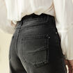 Jeans barrel 7/8&egrave;me avec ceinture denim gris femme