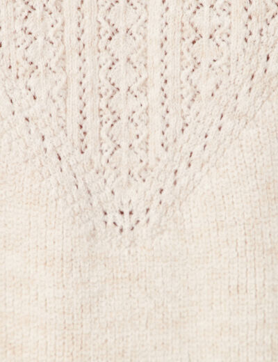 Pull manches longues creme femme