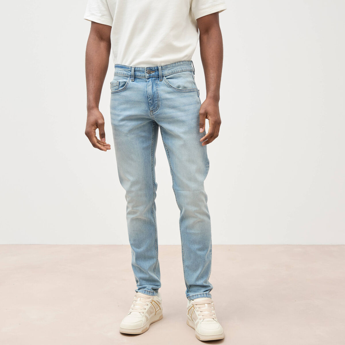 Jeans slim 5 poches longueur 32 denim used homme