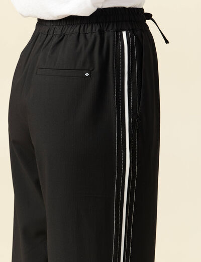 Pantalon taille haute fluide noir femme