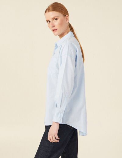 Chemise manches longues bleu ciel femme