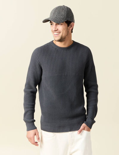 Pull manches longues fabriqué en France vert foncé homme