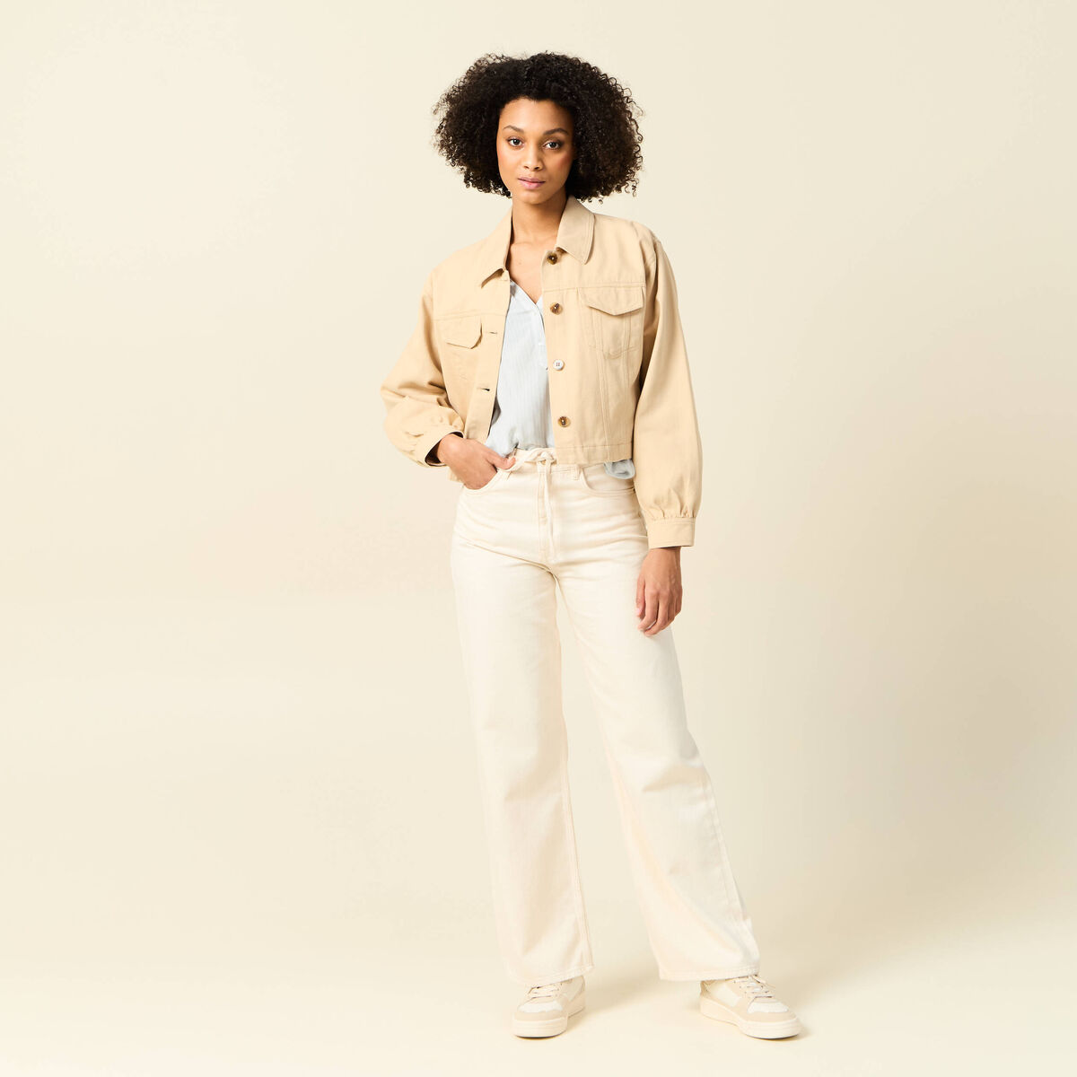 Blouse manches longues bleu ciel femme