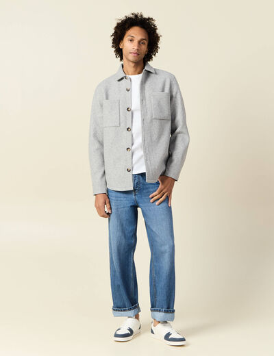 Surchemise boutonnée gris foncé homme