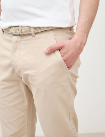 Pantalon chino avec ceinture sable homme
