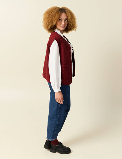 Gilet sans manches rouge foncé femme