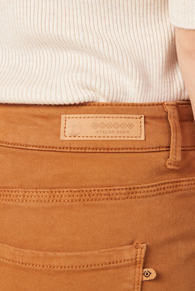Pantalon slim marron femme