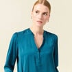 Blouse manches longues satin bleu gris femme