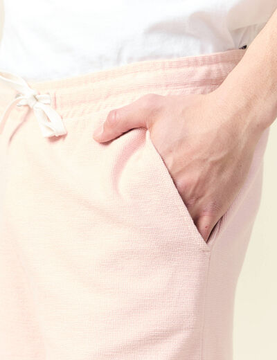 Short droit avec cordon rose clair homme