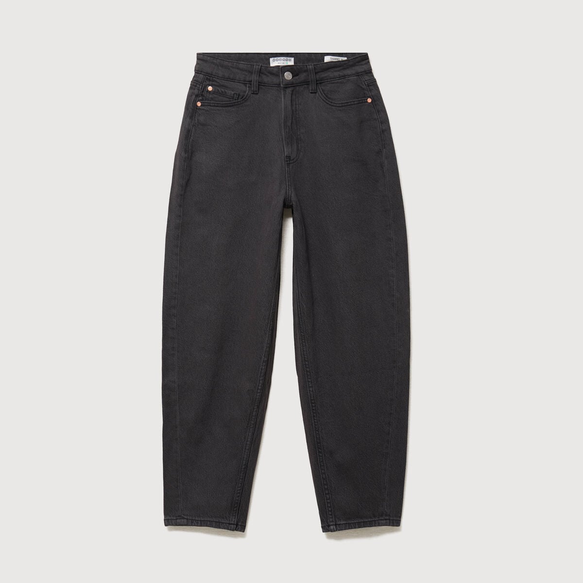 Jeans barrel taille haute 7/8&egrave;me denim gris femme