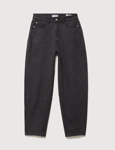 Jeans barrel taille haute 7/8&egrave;me denim gris femme