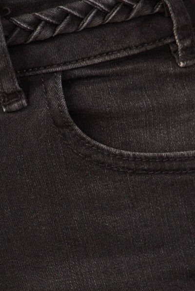 Jeans bootcut détails tressés denim noir femme