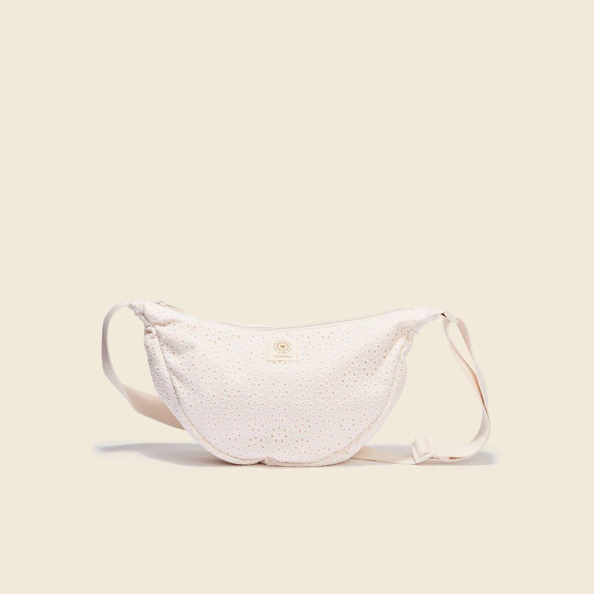 Sac bandouli&egrave;re en coton doubl&eacute; creme femme