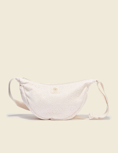 Sac bandouli&egrave;re en coton doubl&eacute; creme femme