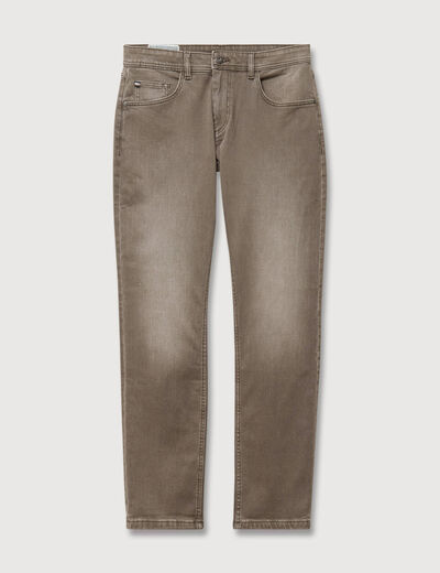 Jeans straight longueur 34 denim marron homme