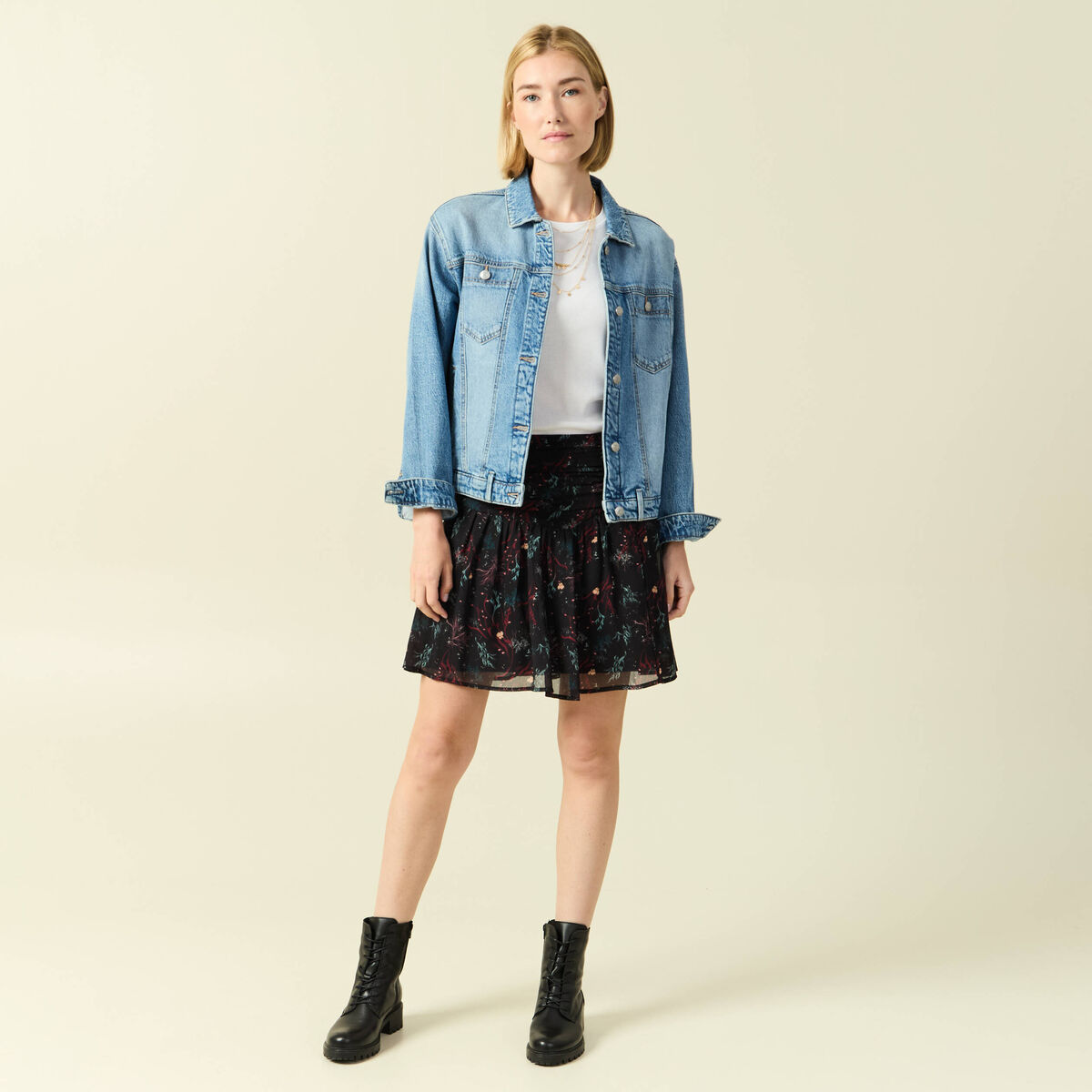 Jupe avec doublure noir femme