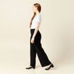 Pantalon large taille haute noir femme