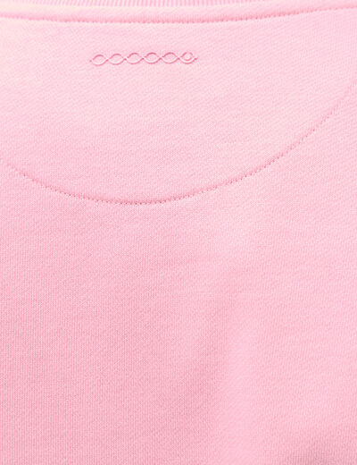 Sweat col rond manches longues en coton rose homme