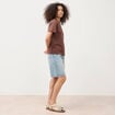 T-shirt droit en coton manches courtes marron cognac femme