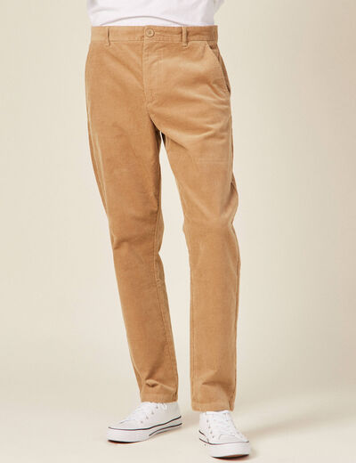 Pantalon chino tapered velours beige homme