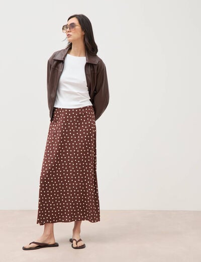 Jupe fluide marron femme