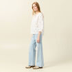 Blouse manches 3/4 brodée blanc femme