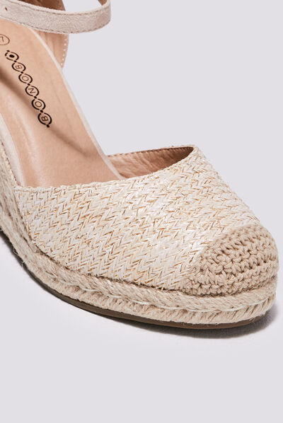 Espadrilles compensées ecru femme