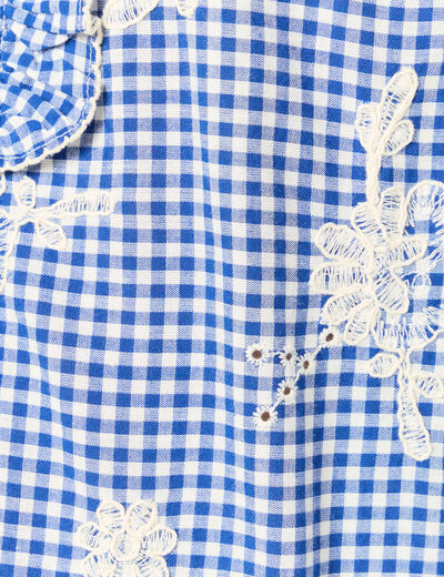 Chemise vichy manches longues en coton bleu marine femme